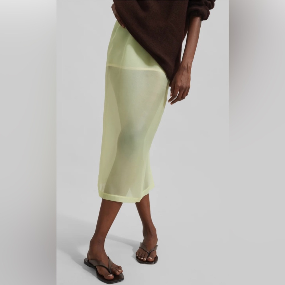 The Frankie Shop Pale Lime Sheer Pencil Skirt - Picture 3 of 7